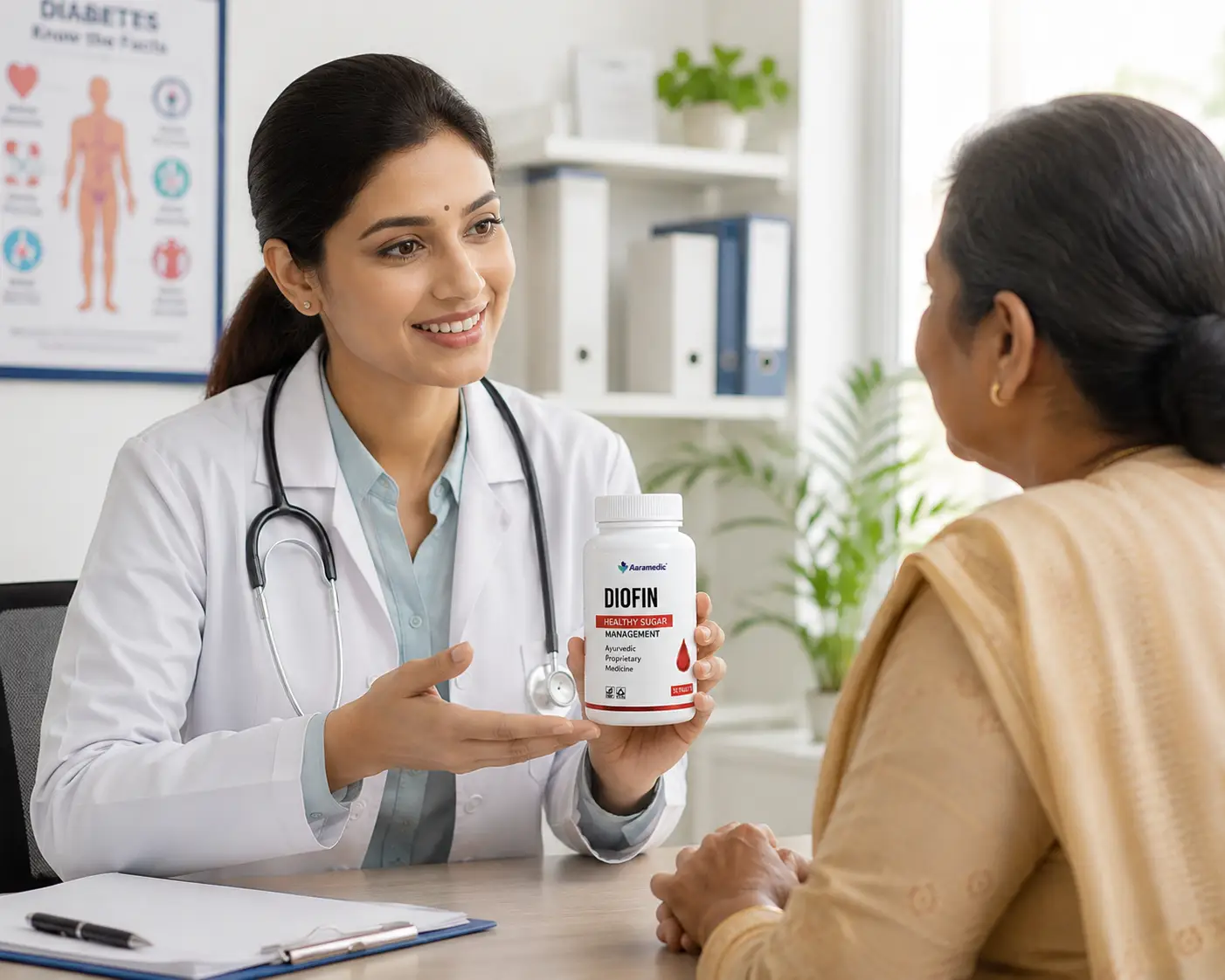 Doctor discussing Diofin with a patient