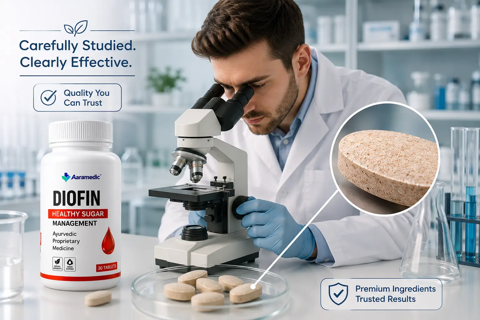 Diofin research and quality — carefully studied, clearly effective